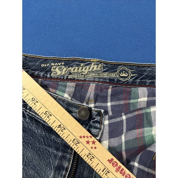 VTG Old Navy Flannel Lined Jeans Mens 33x30 Blue Light‎ Fade / Distress Wallet - Picture 1 of 11